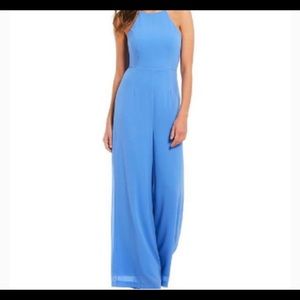 Giani Bini (M) Blue Halter Wide Leg Jumpsuit